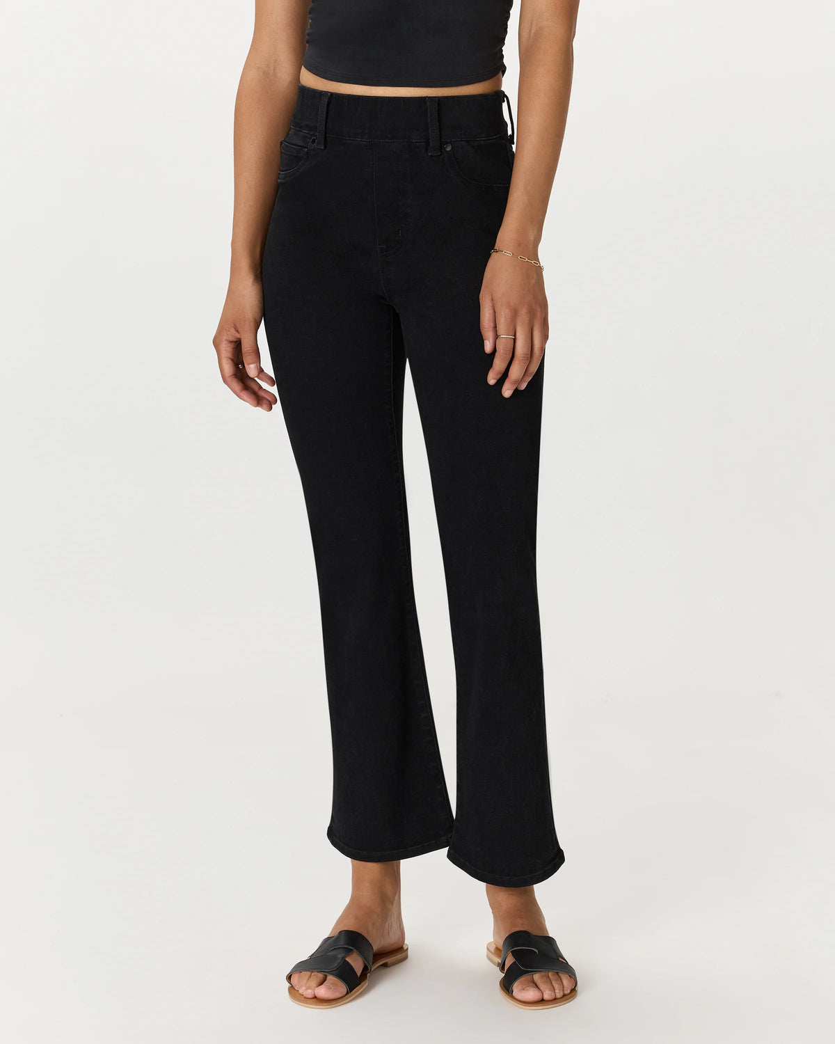 Nina Stretch Pull-On Kick Flare Jeans - XS / Raven Black Main image