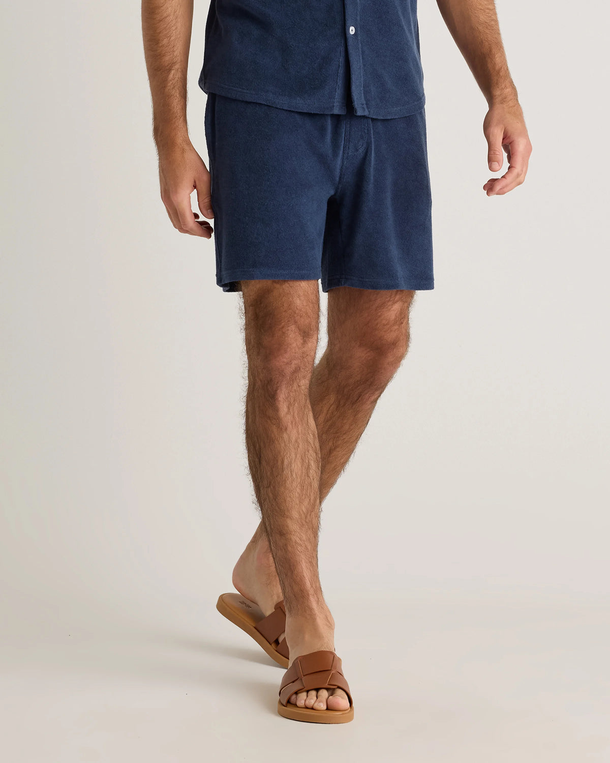100% Organic Cotton Terry Towel Shorts - 6.5" - S / Deep Navy
