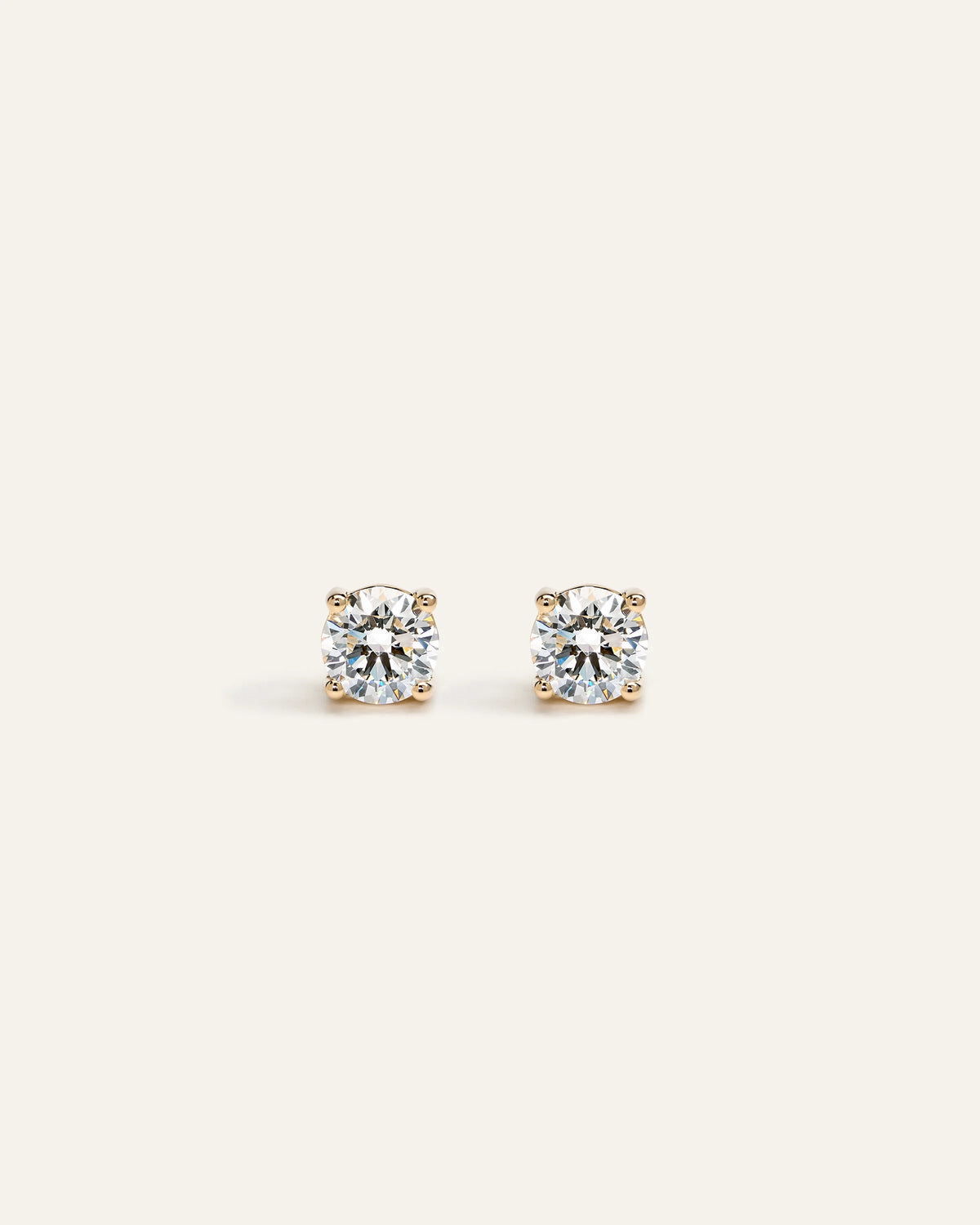 14K Gold Lab Grown Diamond Four-Prong Solitaire Studs - 1ctw - One Size / Yellow Gold Main image