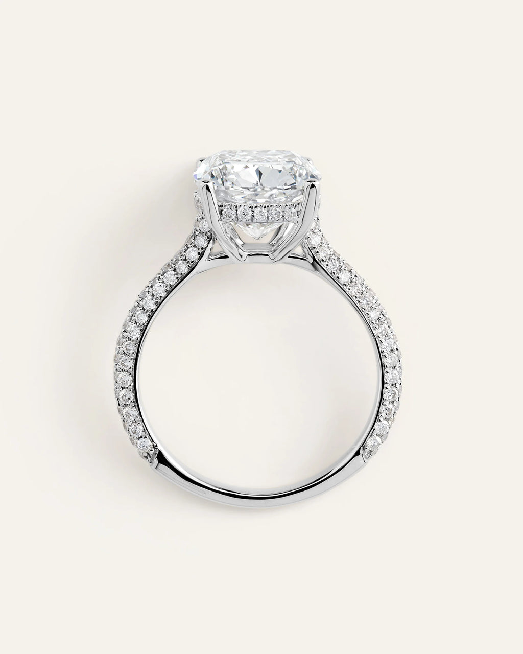 Lab Grown Diamond Elongated Cushion Pave Cathedral Engagement Ring - 5ct - 4 / Yellow Gold