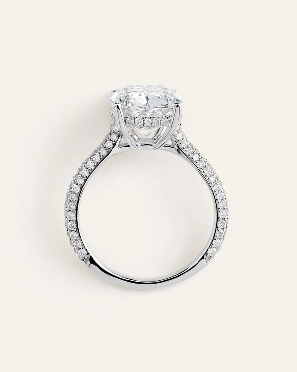 Lab Grown Diamond Elongated Cushion Pave Cathedral Engagement Ring - 5ct - 4 / Yellow Gold