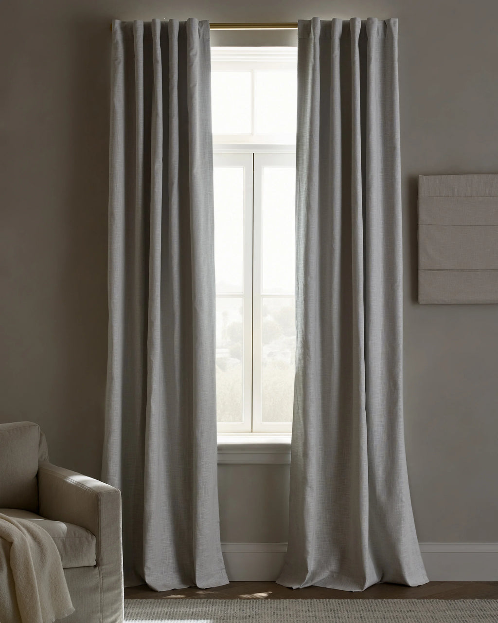 Textured Cotton True Blackout Curtain - 48x84 / White
