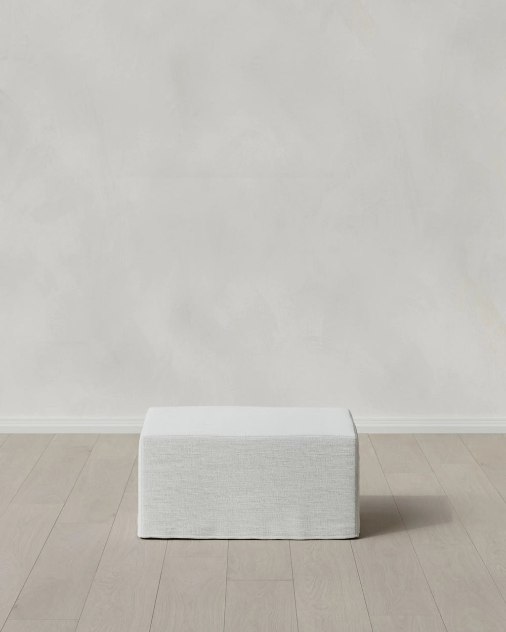 Ellery Slipcover Ottoman in Performance Linen - One Size / Sand