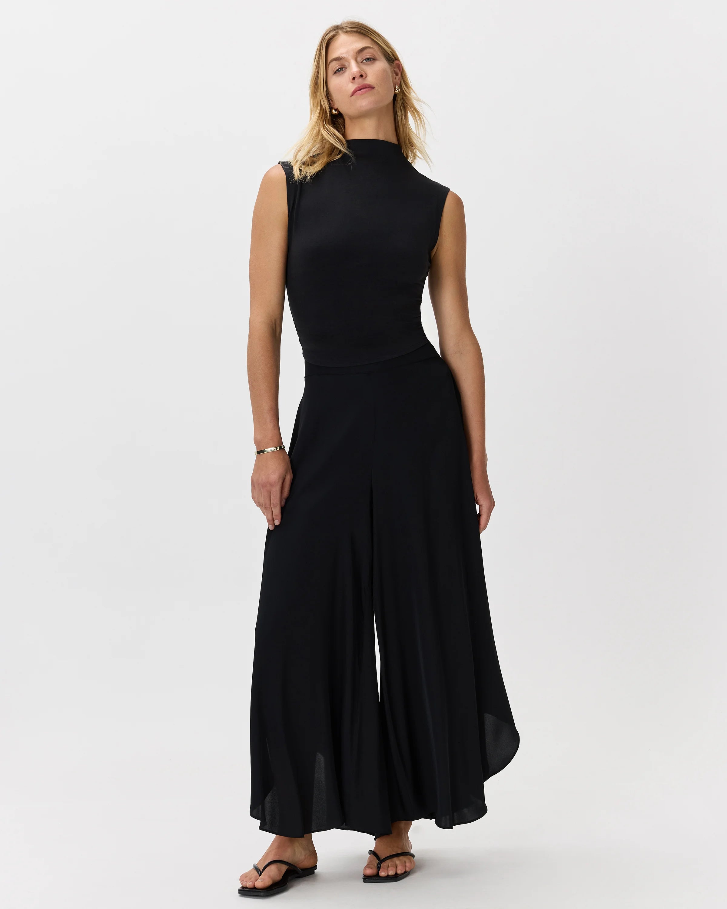 Washable Stretch Silk Palazzo Pants - XS / Black Secondary image