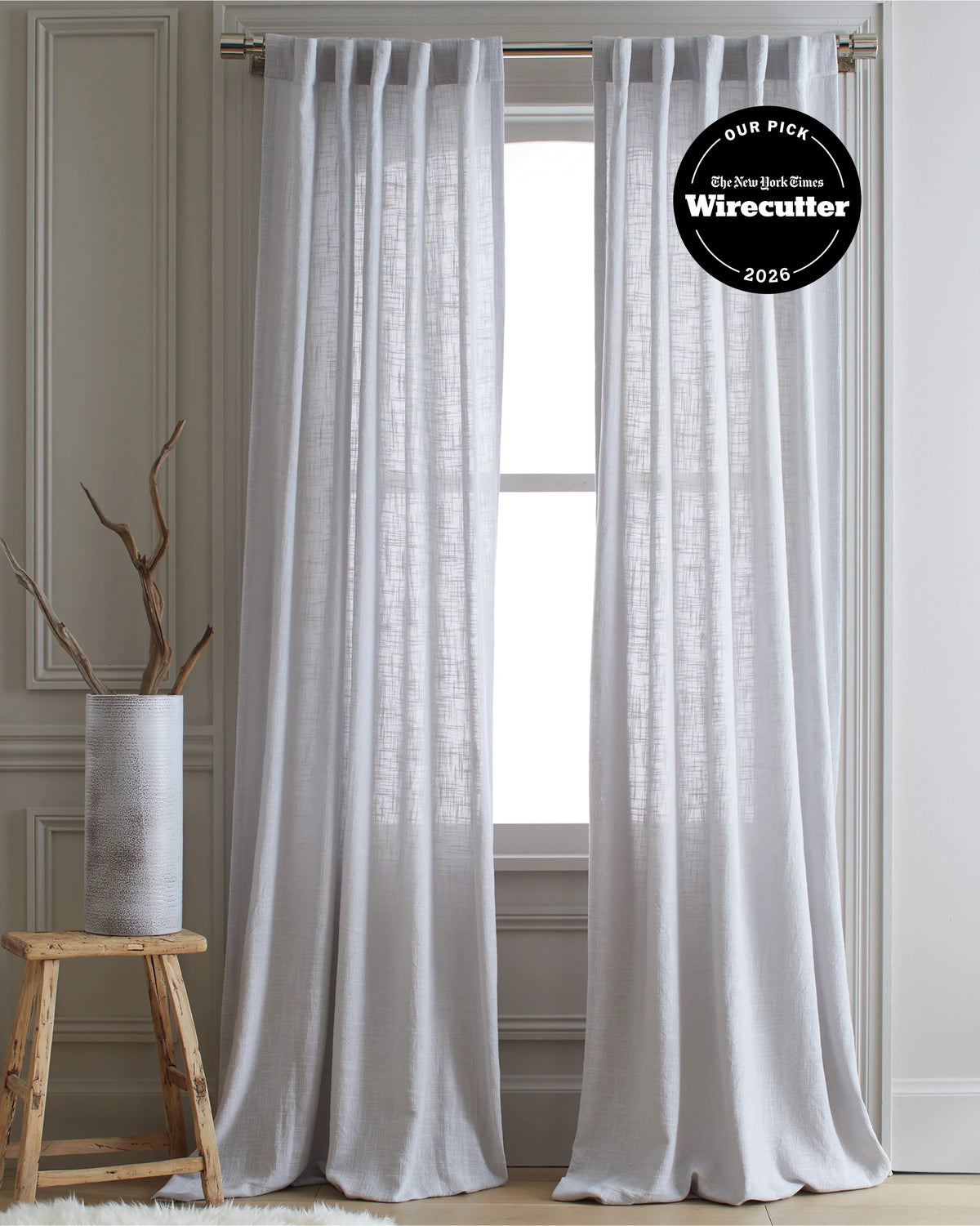 Cotton Sheer Curtain Set (Set of 2) - 48x84 / White