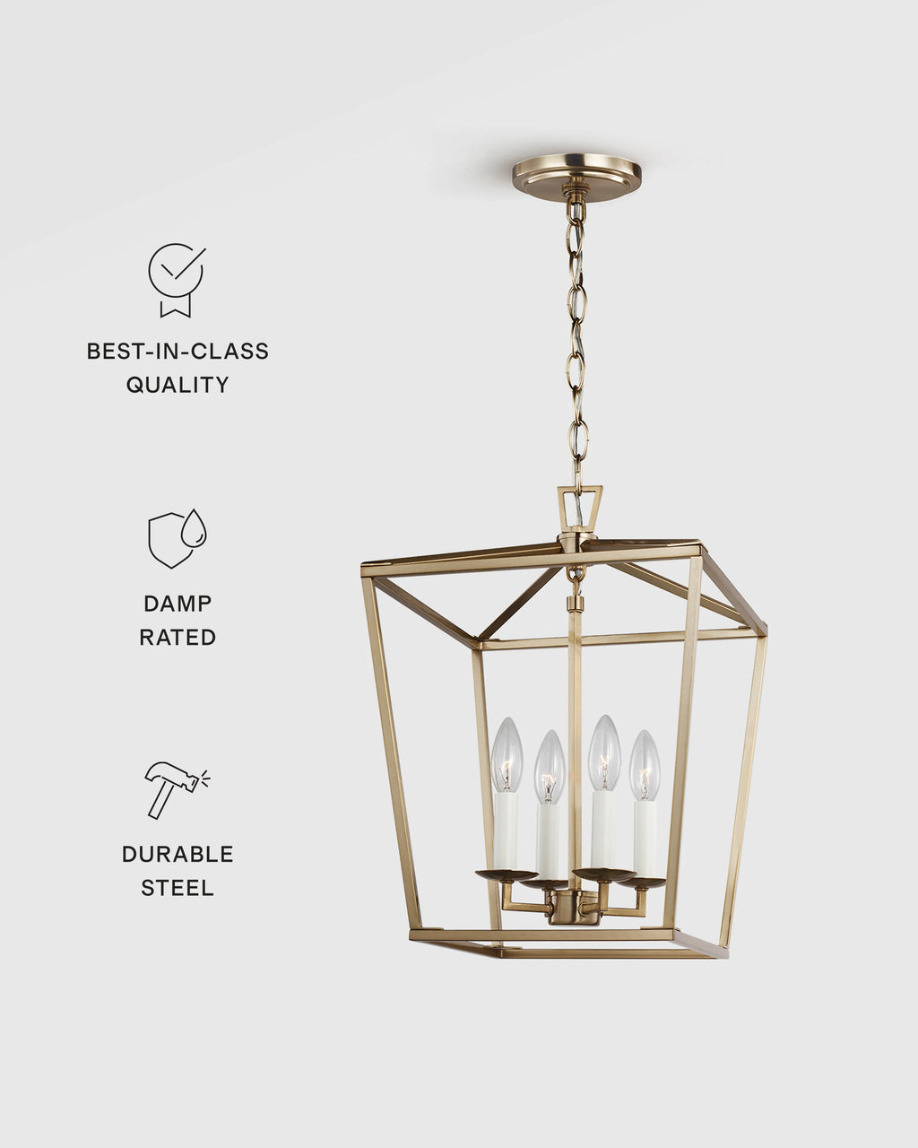 Traditional Steel Lantern Pendant - Small / Brass