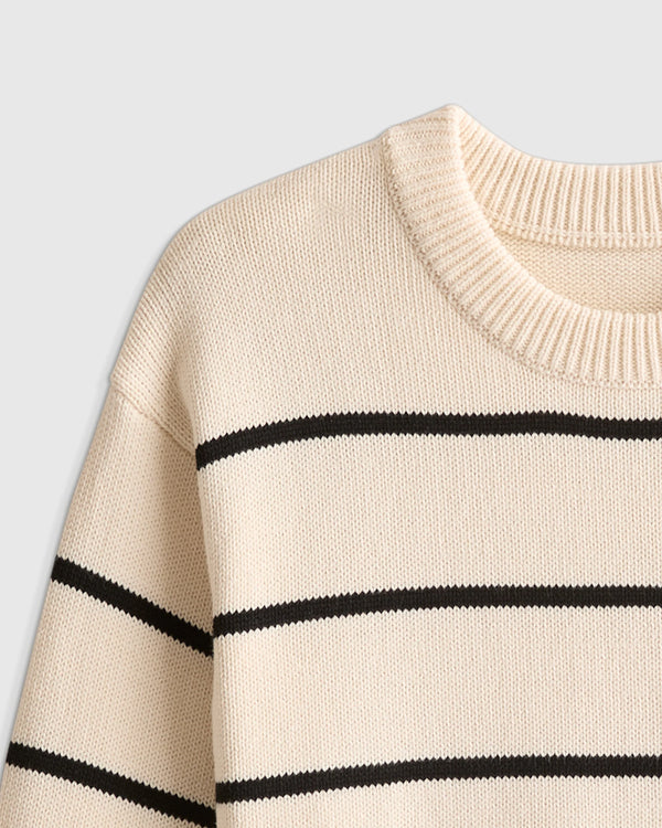 100% Organic Cotton Crewneck Sweater - 2T / Navy/White