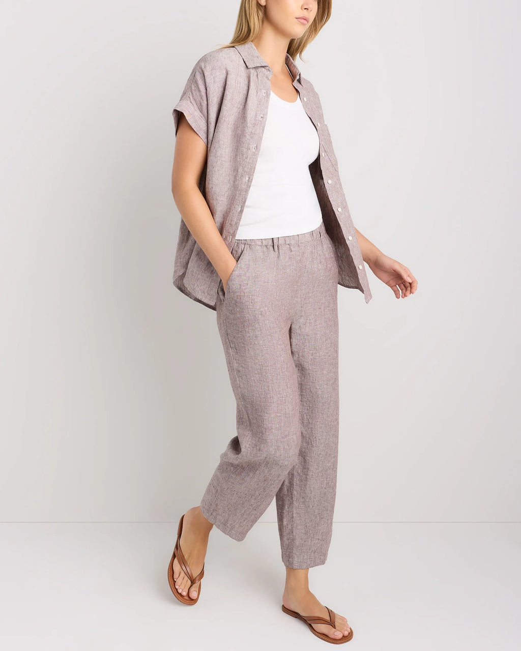 100% European Linen Pants - XS / White