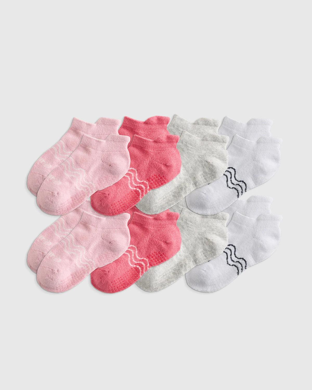 Organic Cotton Gripper Ankle Socks 8-Pack - 12M-24M / Pink/White Multi Main image