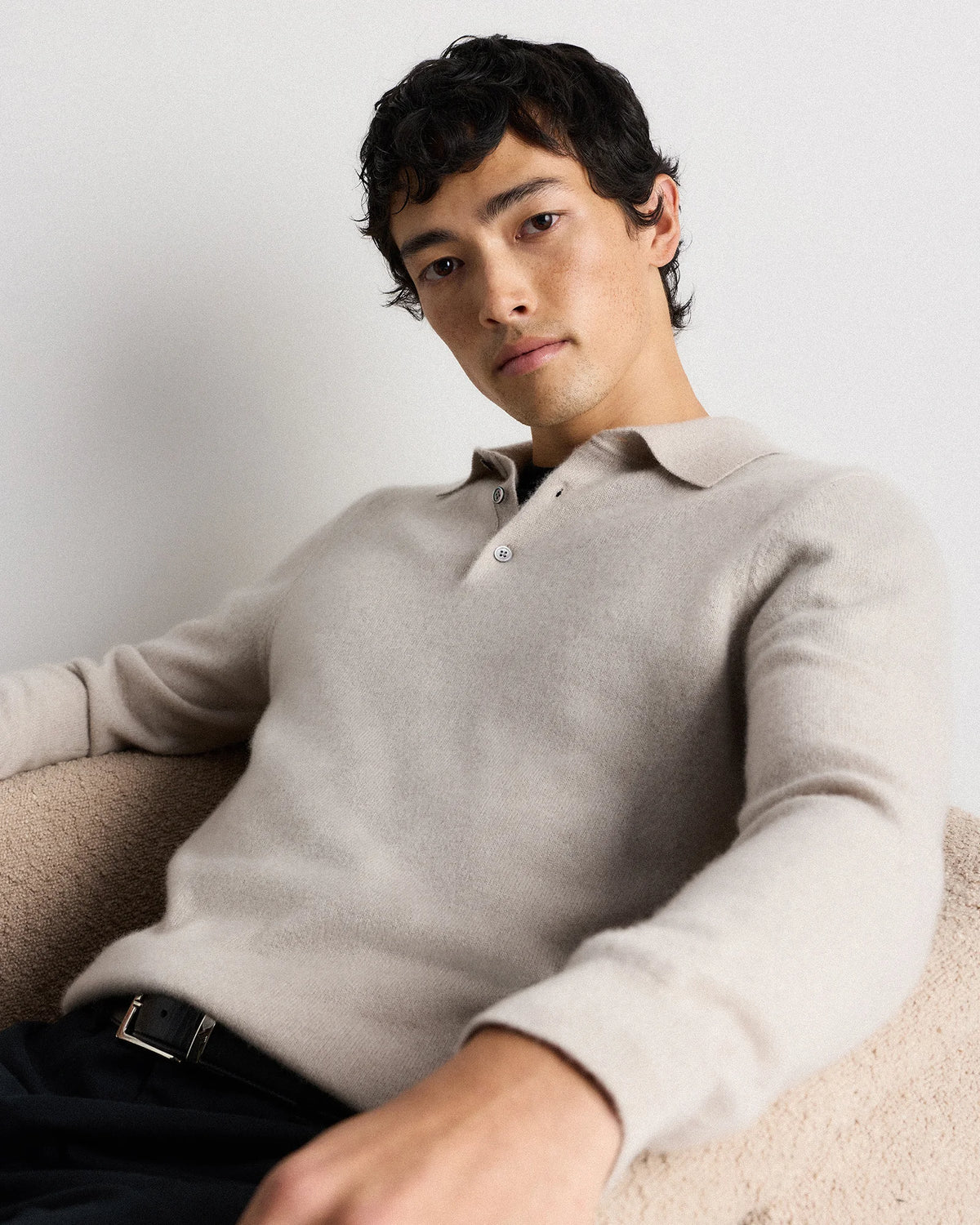 Mongolian Cashmere Polo Sweater - S / True Navy