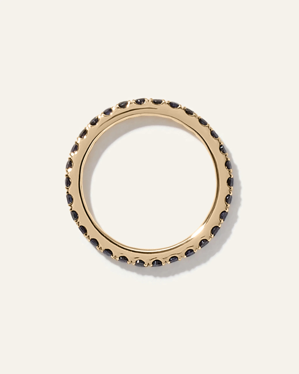 14K Gold Gemstone Pave Eternity Band - 5 / Lab Created Emerald