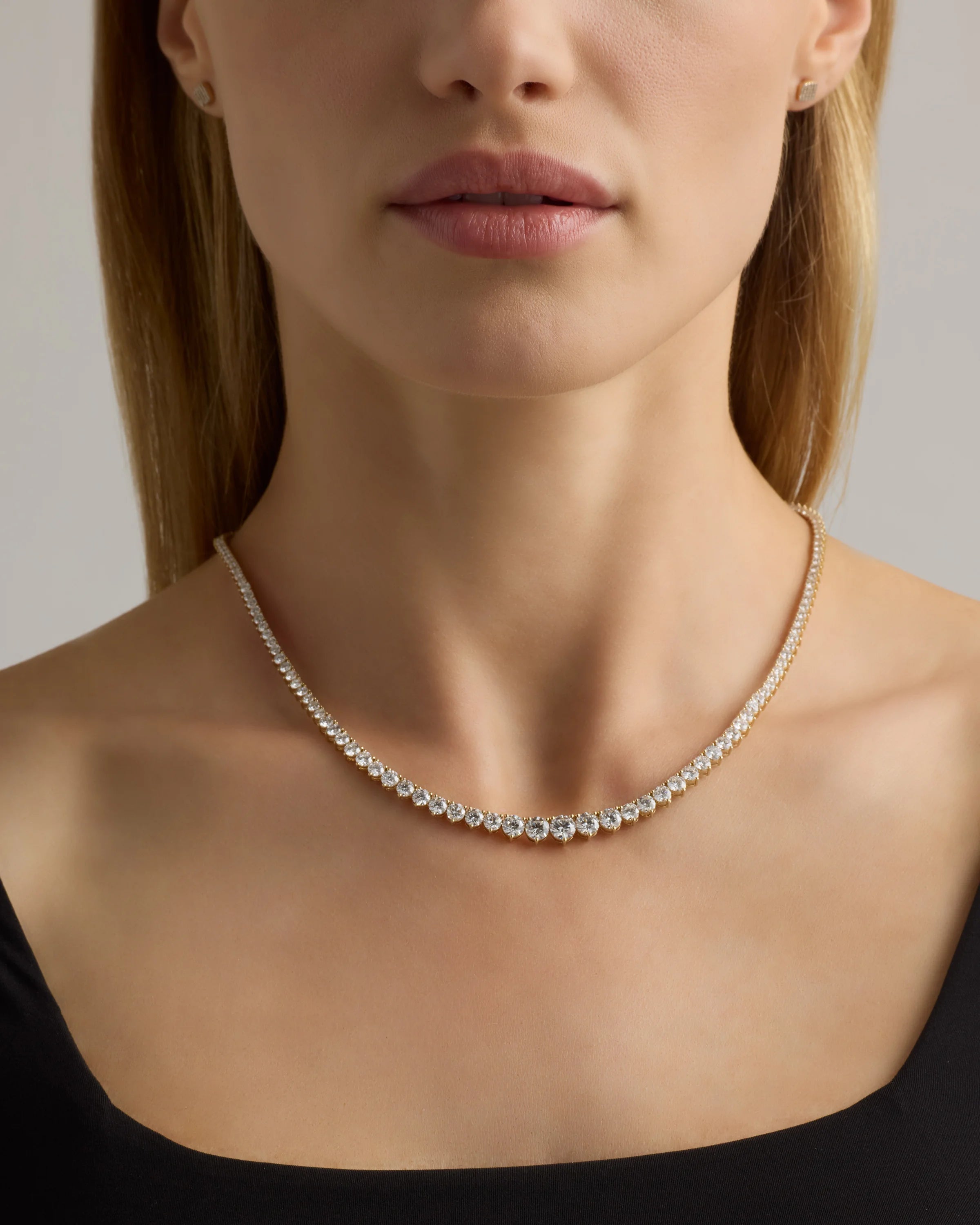 14K Gold Lab Grown Diamond Graduated Tennis Necklace - 16ctw - One Size / Yellow Gold Secondary image