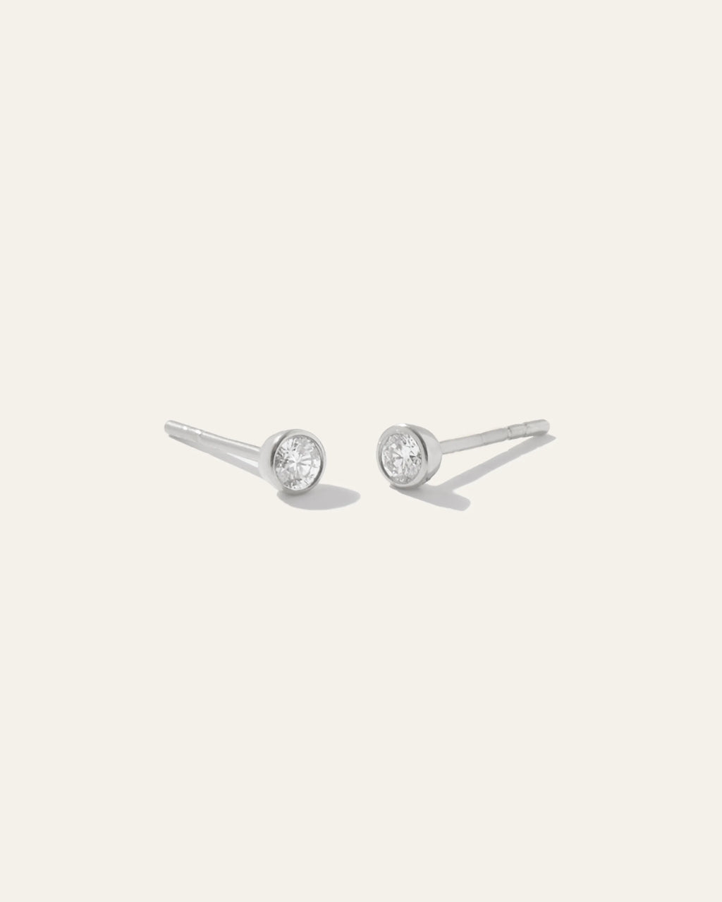 14K Gold Natural Diamond Tiny Bezel Studs - One Size / Yellow Gold