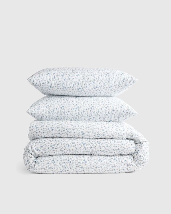 Organic Crisp Percale Duvet Cover Set - Twin / Espresso