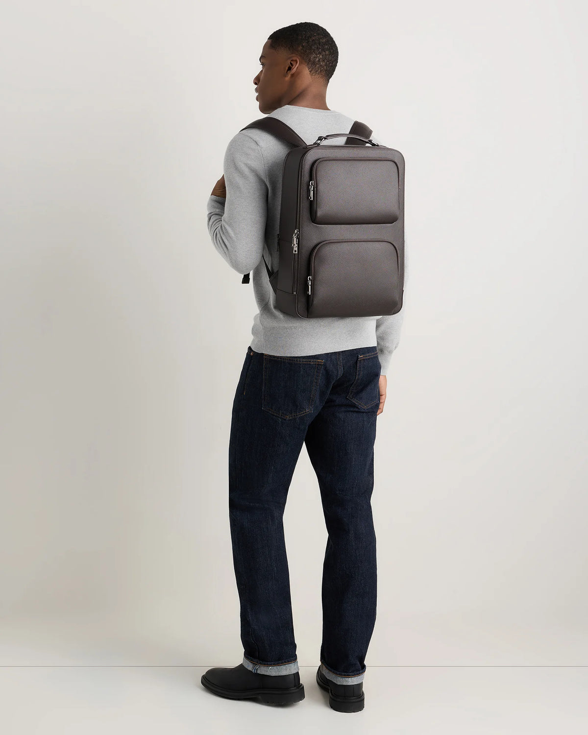 Italian Saffiano Laptop Backpack - One Size / Hickory Main image