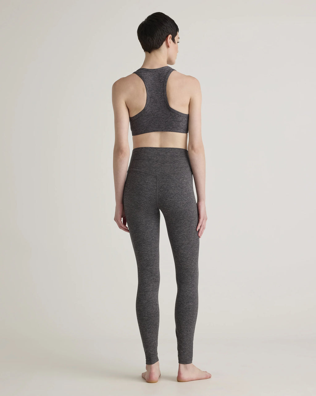 Ultra-Soft V-Neck Racerback Bra - XS / Heather Black