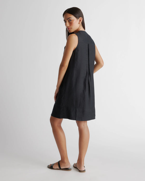 100% European Linen Sleeveless Swing Dress - XS / Classic Mini Gingham