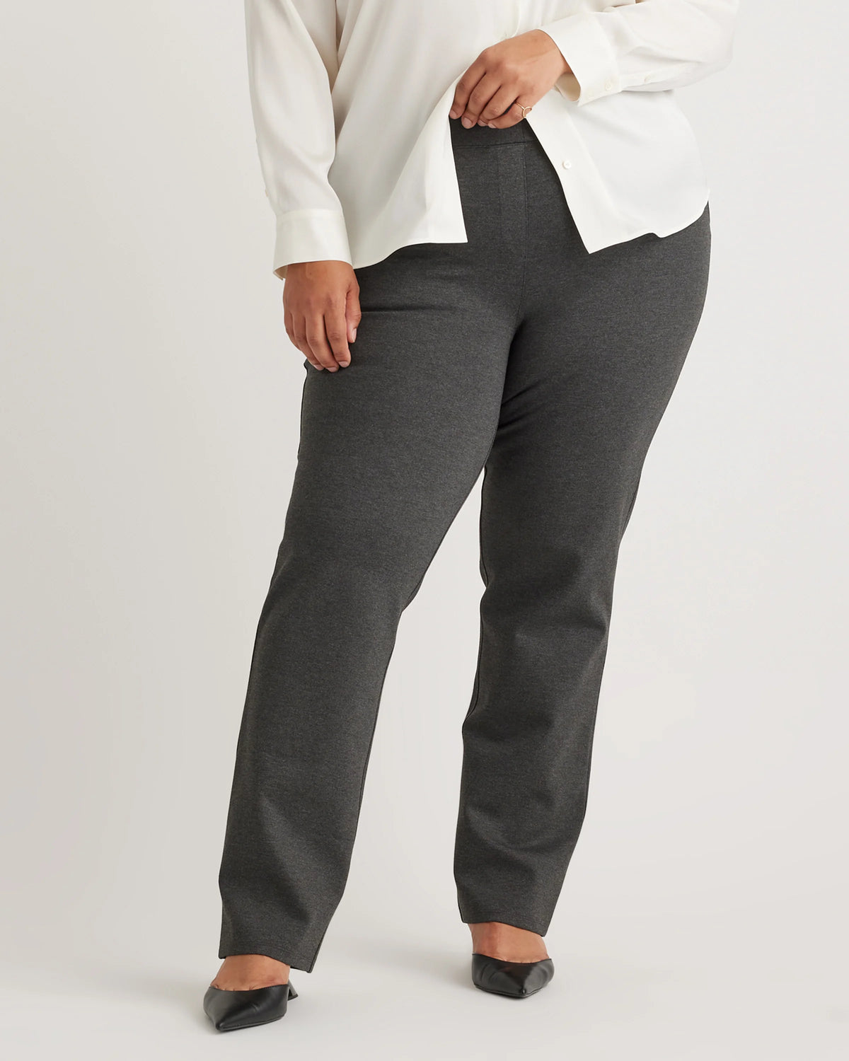 Ultra-Stretch Ponte Straight Leg Pants - 1X / Charcoal Main image