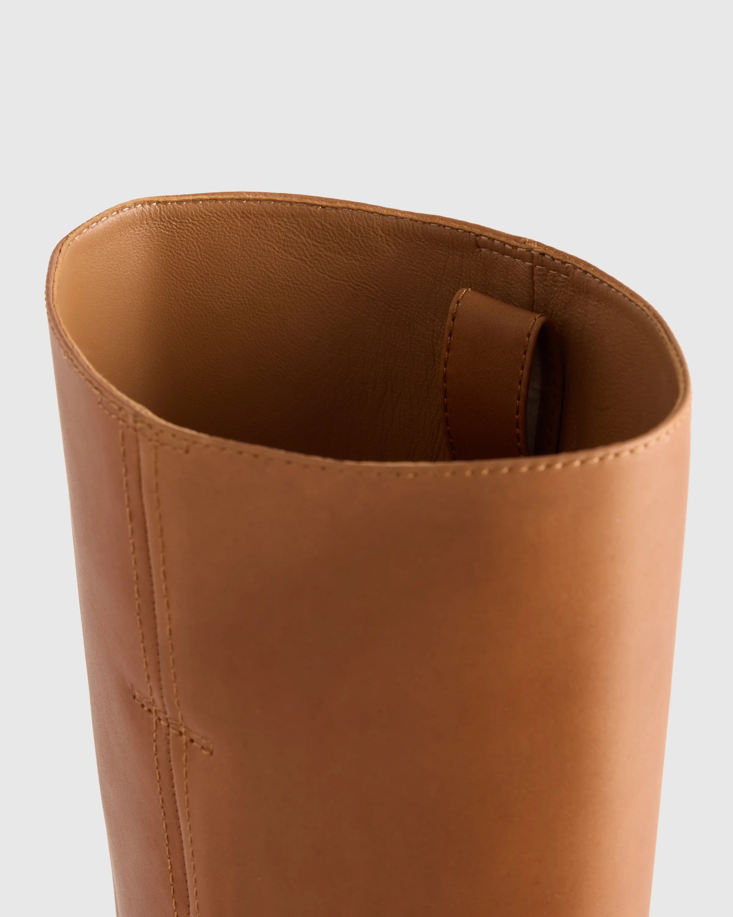 Italian Leather Block Heel Boot - 5 / Chestnut Secondary image