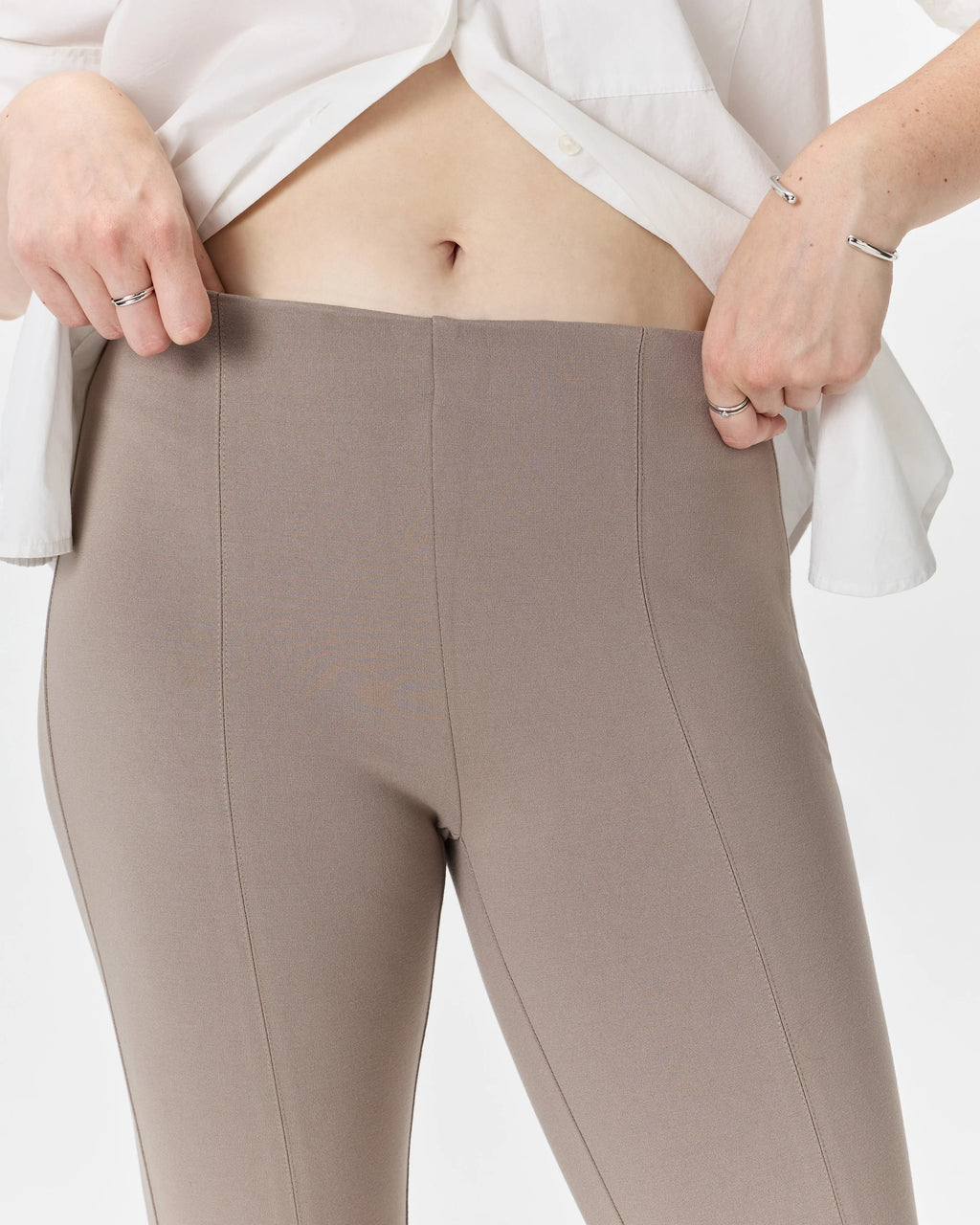 Ultra-Stretch Ponte Pintuck Ankle Pants - XS / Ecru