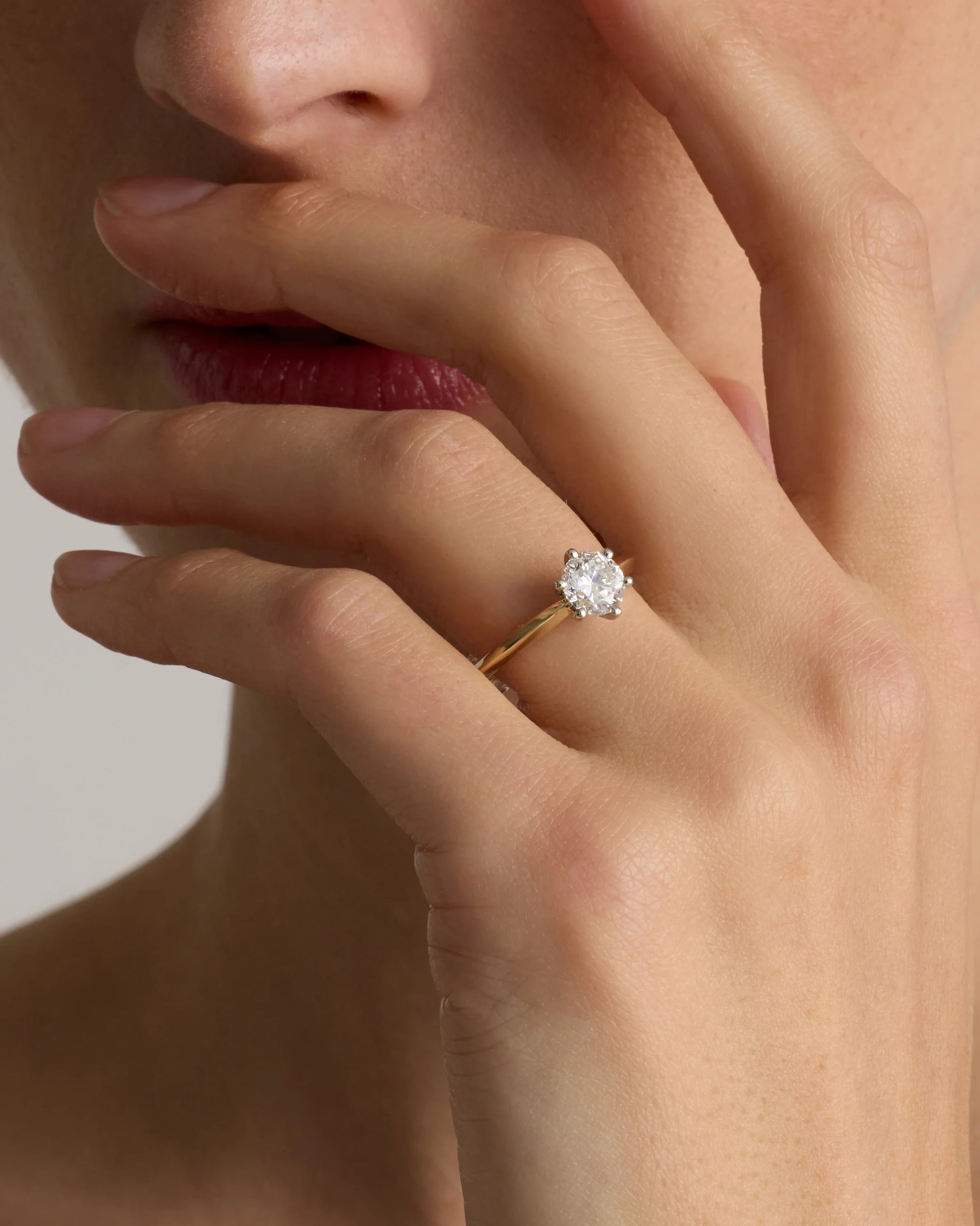 Lab Grown Diamond Round Six Prong Knife Edge Engagement Ring - 1.5ct - 4 / Yellow Gold Secondary image