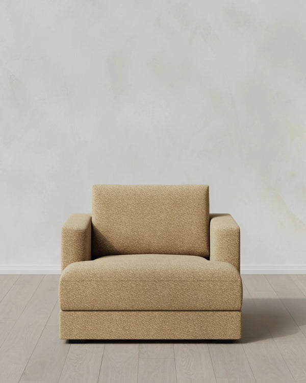 Sierra Curved Arm Accent Chair in Performance Boucle - One Size / Indigo