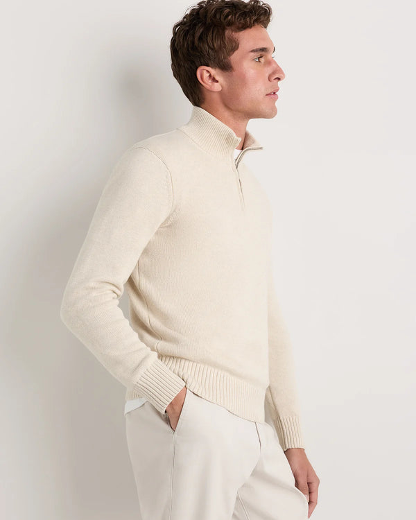 100% Organic Cotton Quarter-Zip Sweater - S / Moonstone Blue
