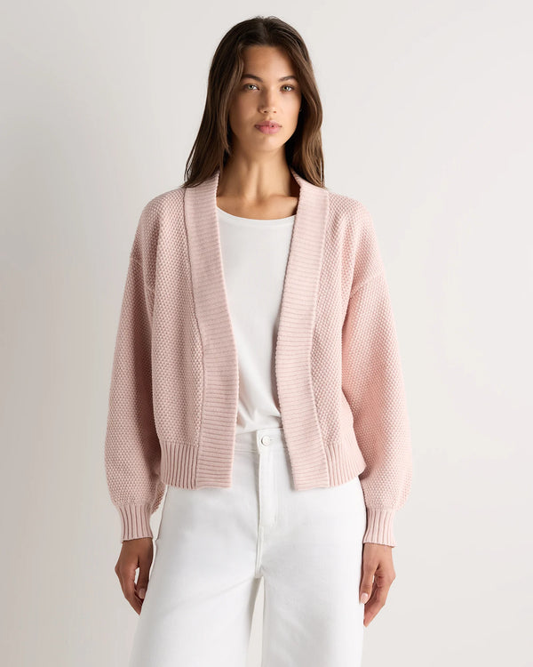 100% Organic Cotton Waffle Stitch Open Cardigan - XS / Sky Blue