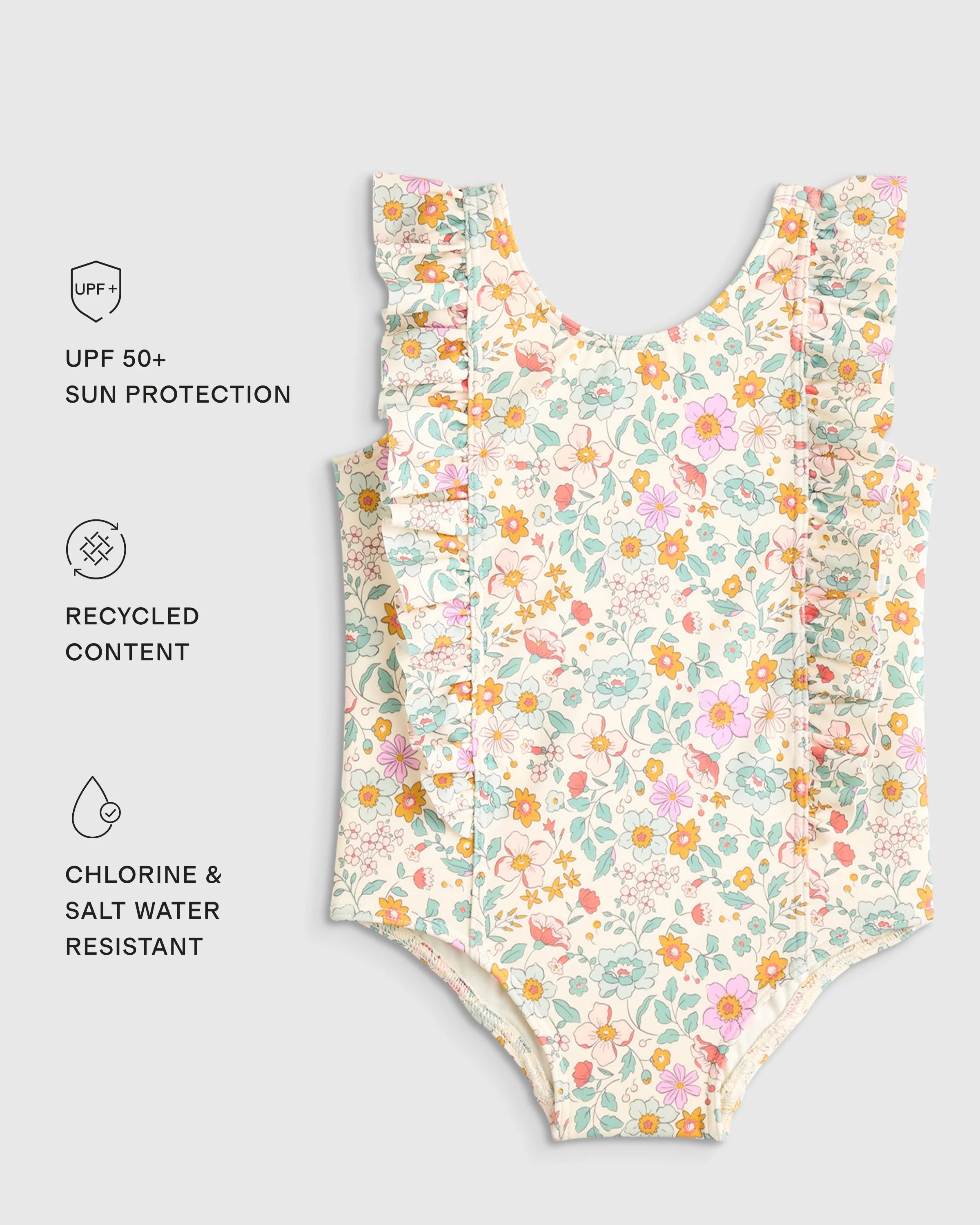 Ruffle One Piece Swimsuit - 2T / Soft Ditsy Floral Secondary image