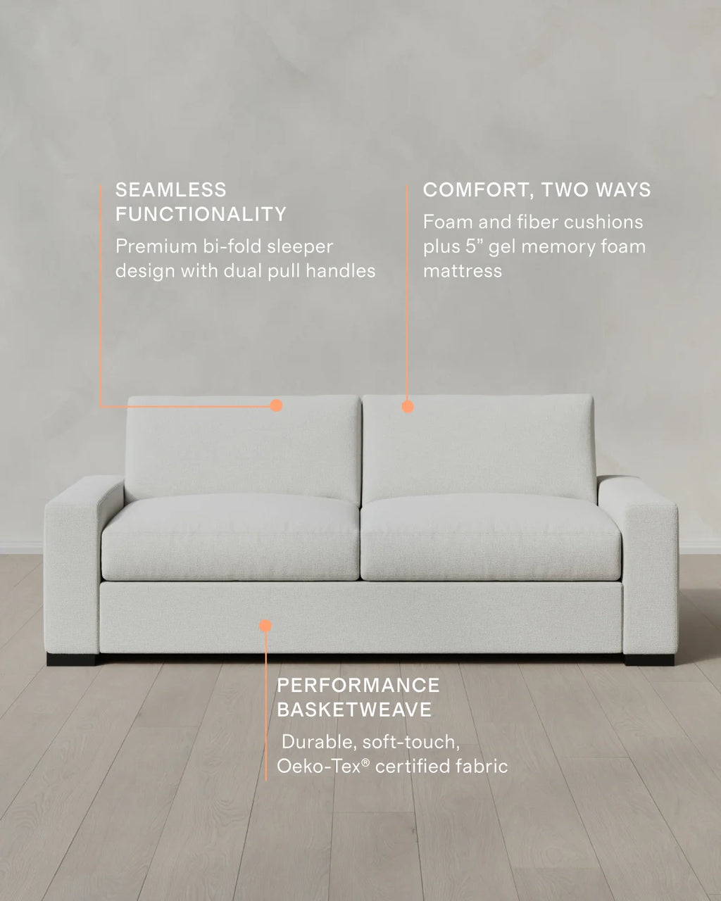 Stillman Sleeper Sofa in Performance Basketweave - Queen / Flax