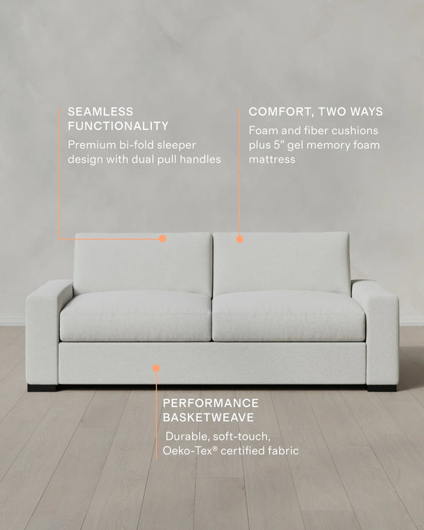 Stillman Sleeper Sofa in Performance Basketweave - Queen / Flax