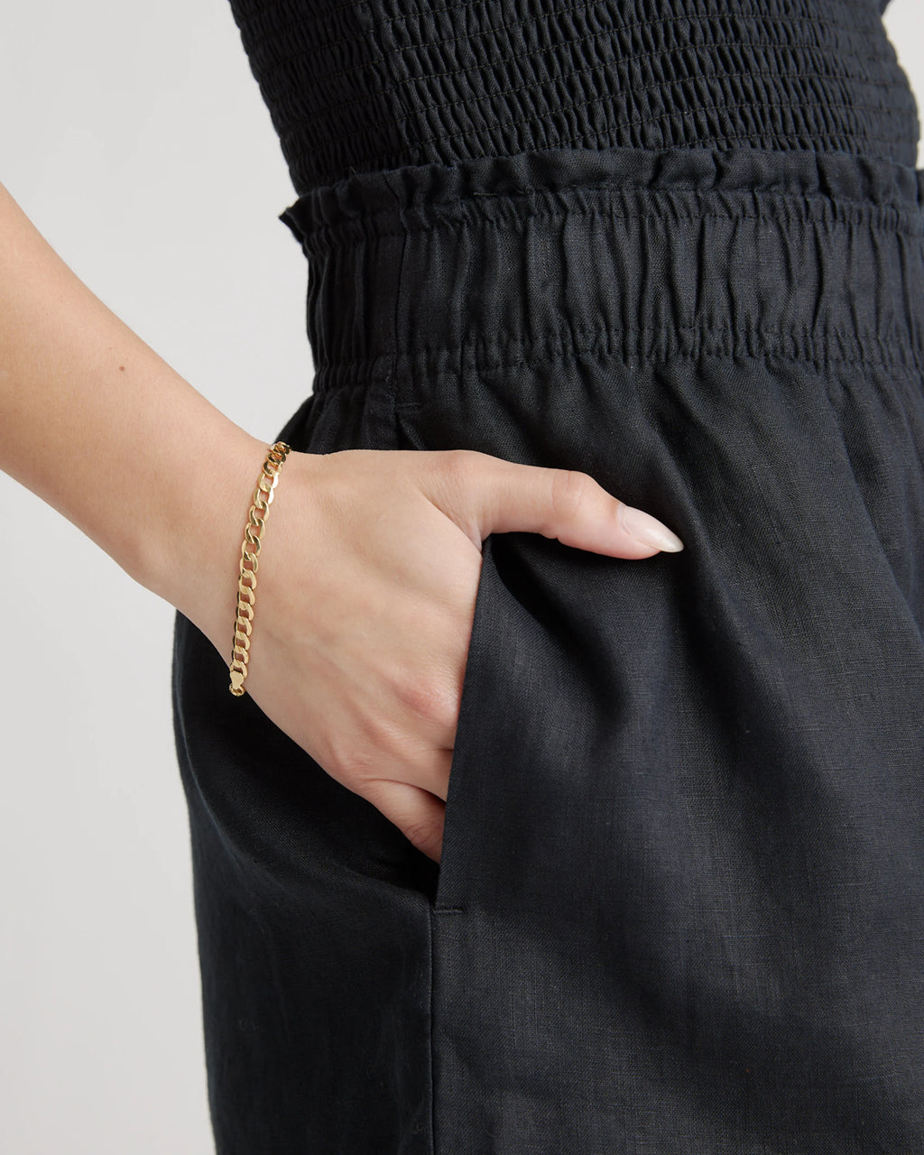 100% European Linen High Waisted Shorts - XS / Sky Blue Mariner Stripe