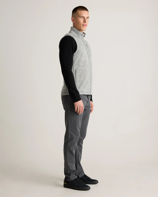 Sweater-Knit Fleece Full-Zip Vest - S / Heather Mineral Green
