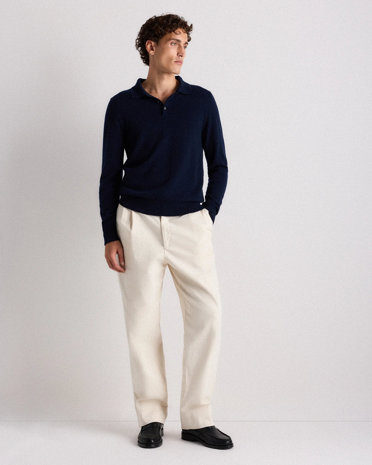 Mongolian Cashmere Polo Sweater - S / True Navy