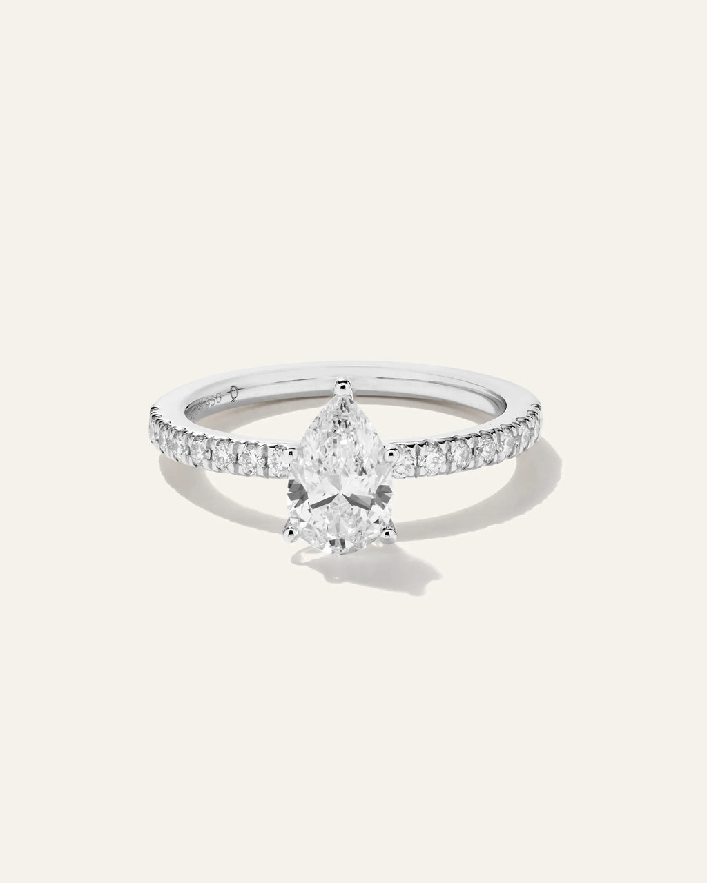 Lab Grown Diamond Pear Petite Pave Engagement Ring - 1ct - 4 / Yellow Gold