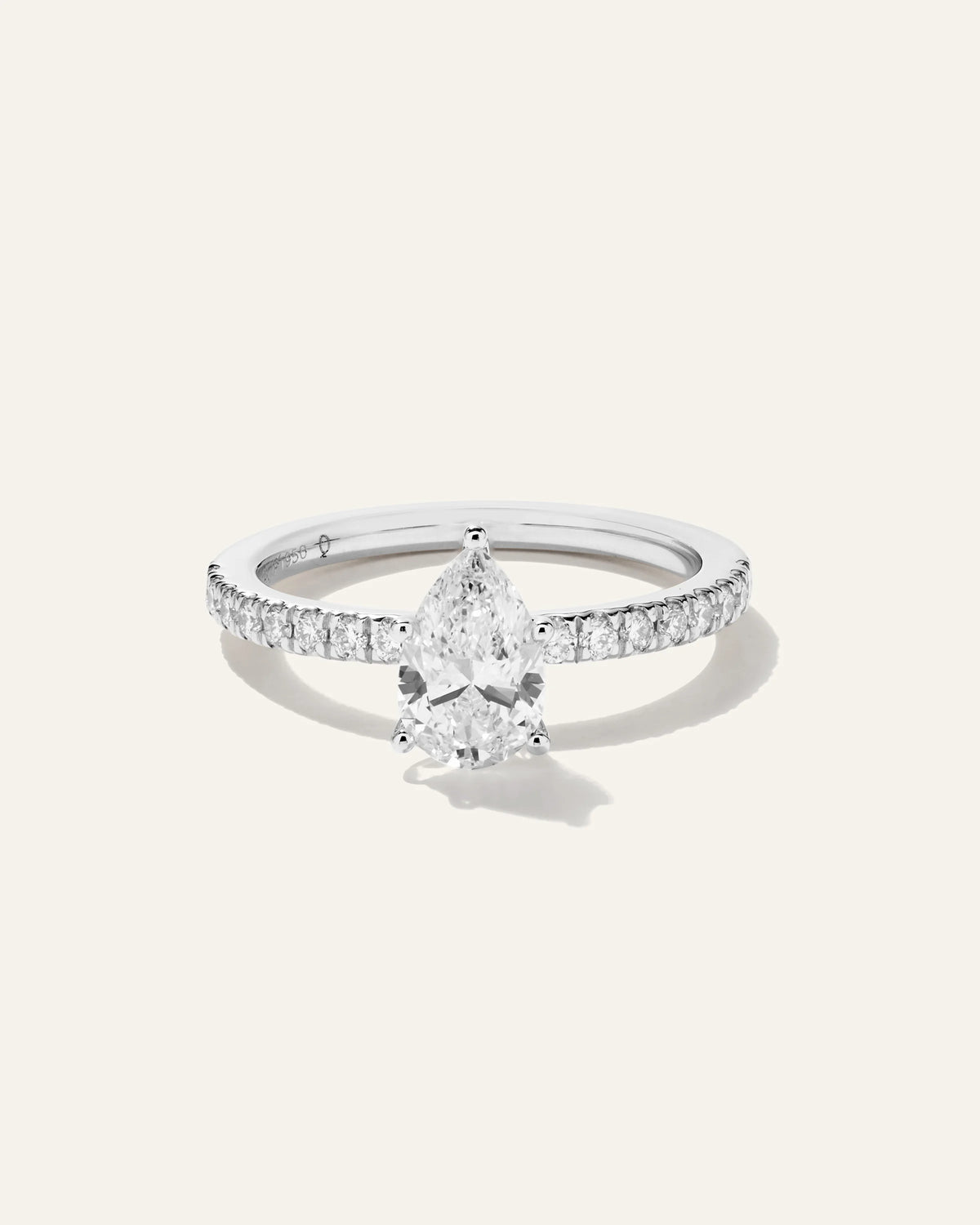 Lab Grown Diamond Pear Petite Pave Engagement Ring - 1ct - 4 / Yellow Gold