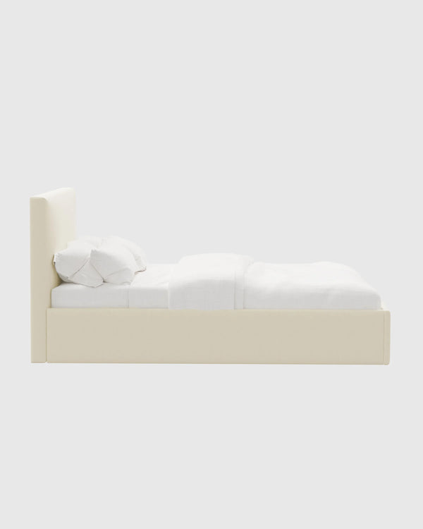 Square Bed in Performance Linen - Full / Ivory
