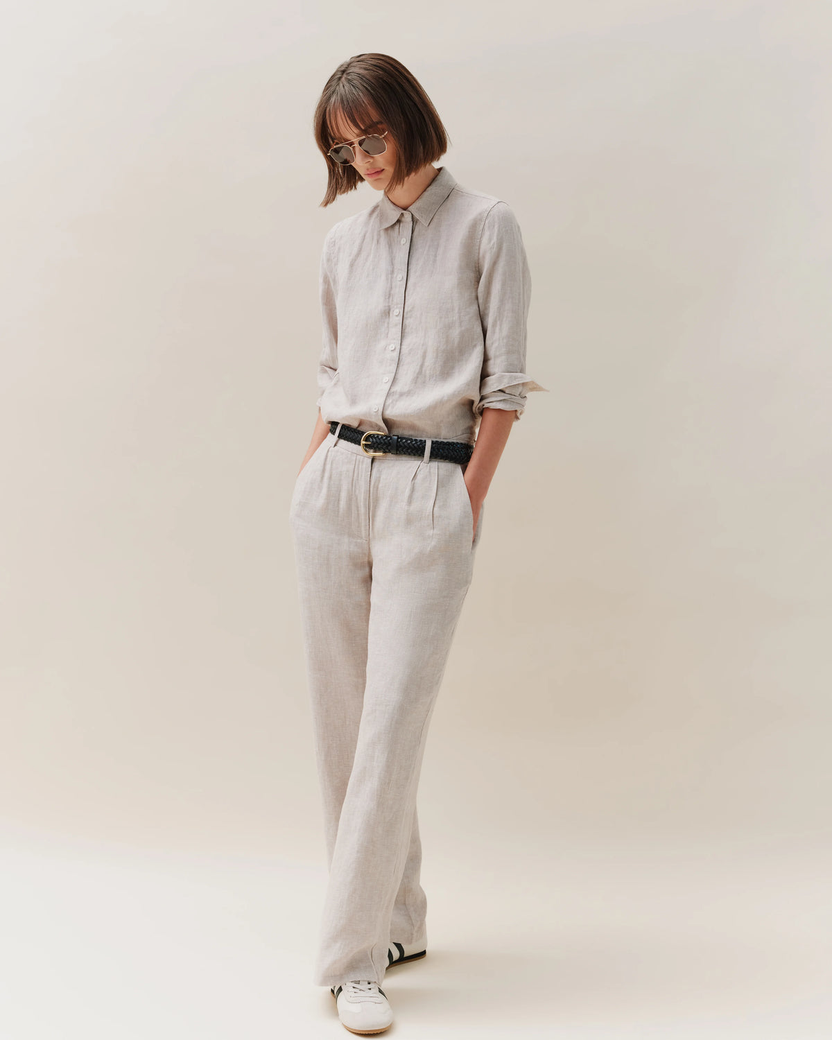 Josie European Leather Braided Belt - XS / Saddle