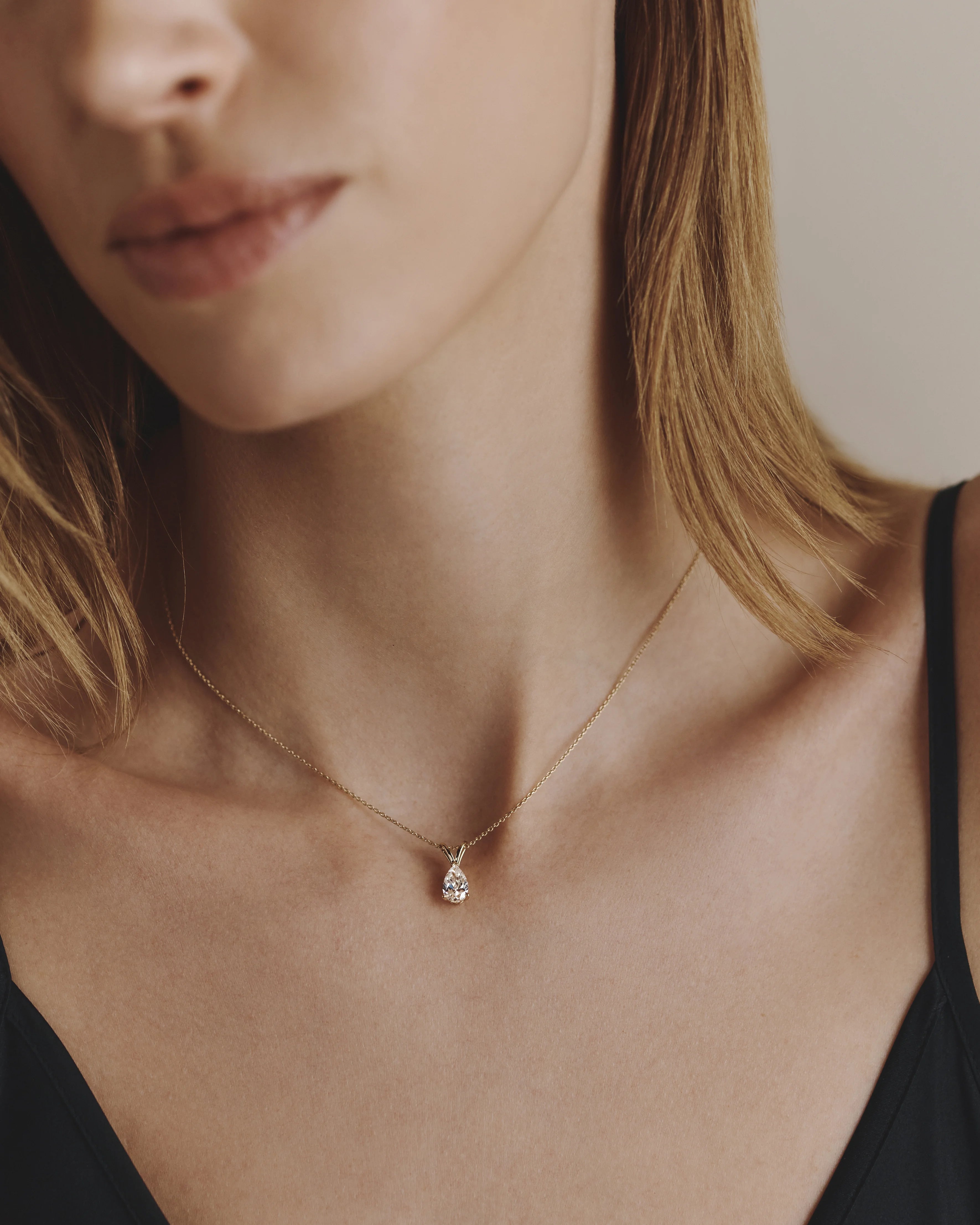14K Gold Lab Grown Diamond Pear Solitaire Necklace - 1ctw - One Size / Yellow Gold Secondary image