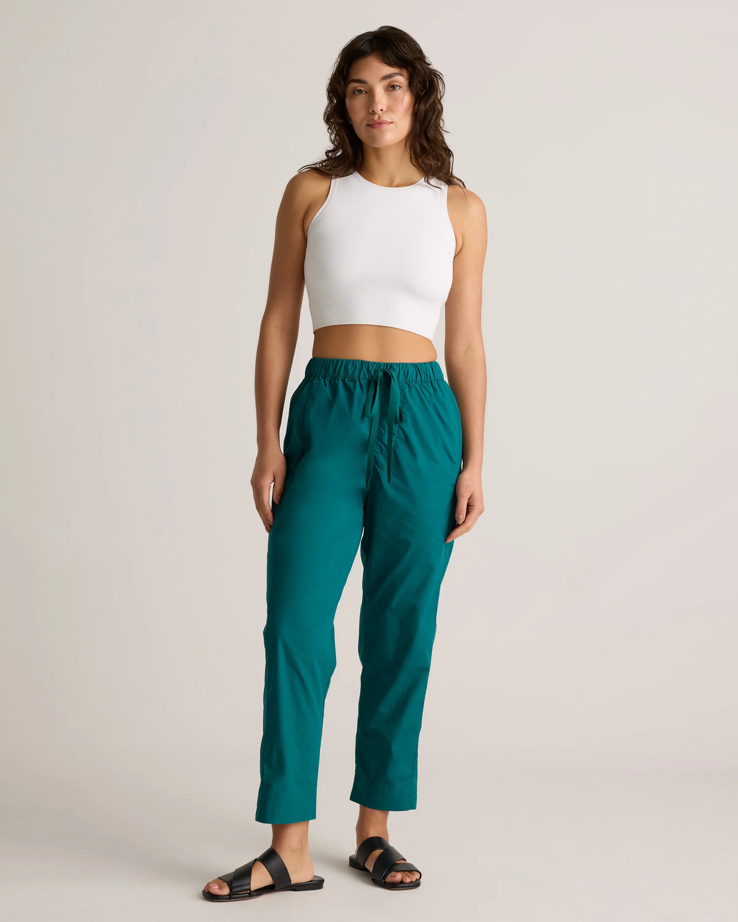 100% Organic Cotton Poplin Pull-On Pants - XS / Garden Green Secondary image