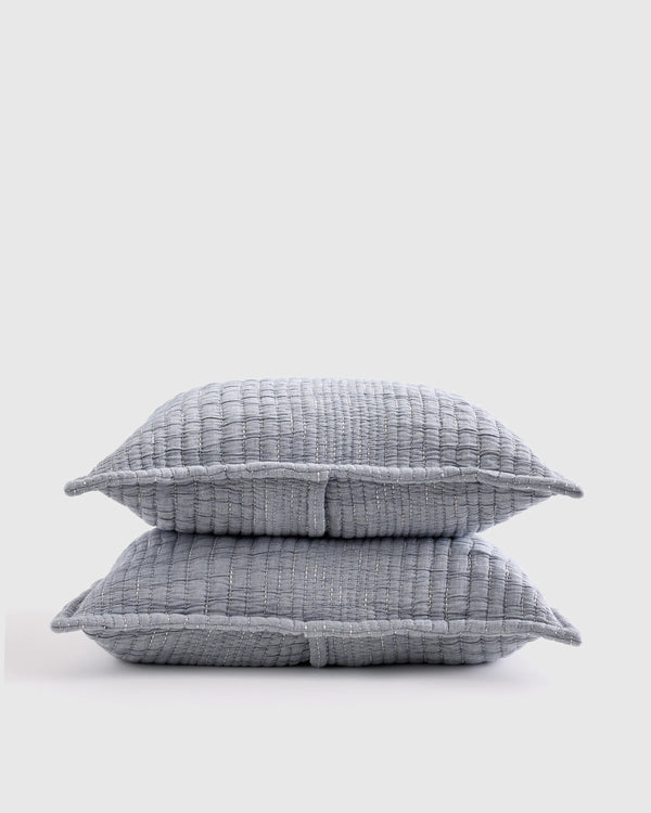 Organic Cotton Channel Stitch Sham Set - Standard / Coral Pink
