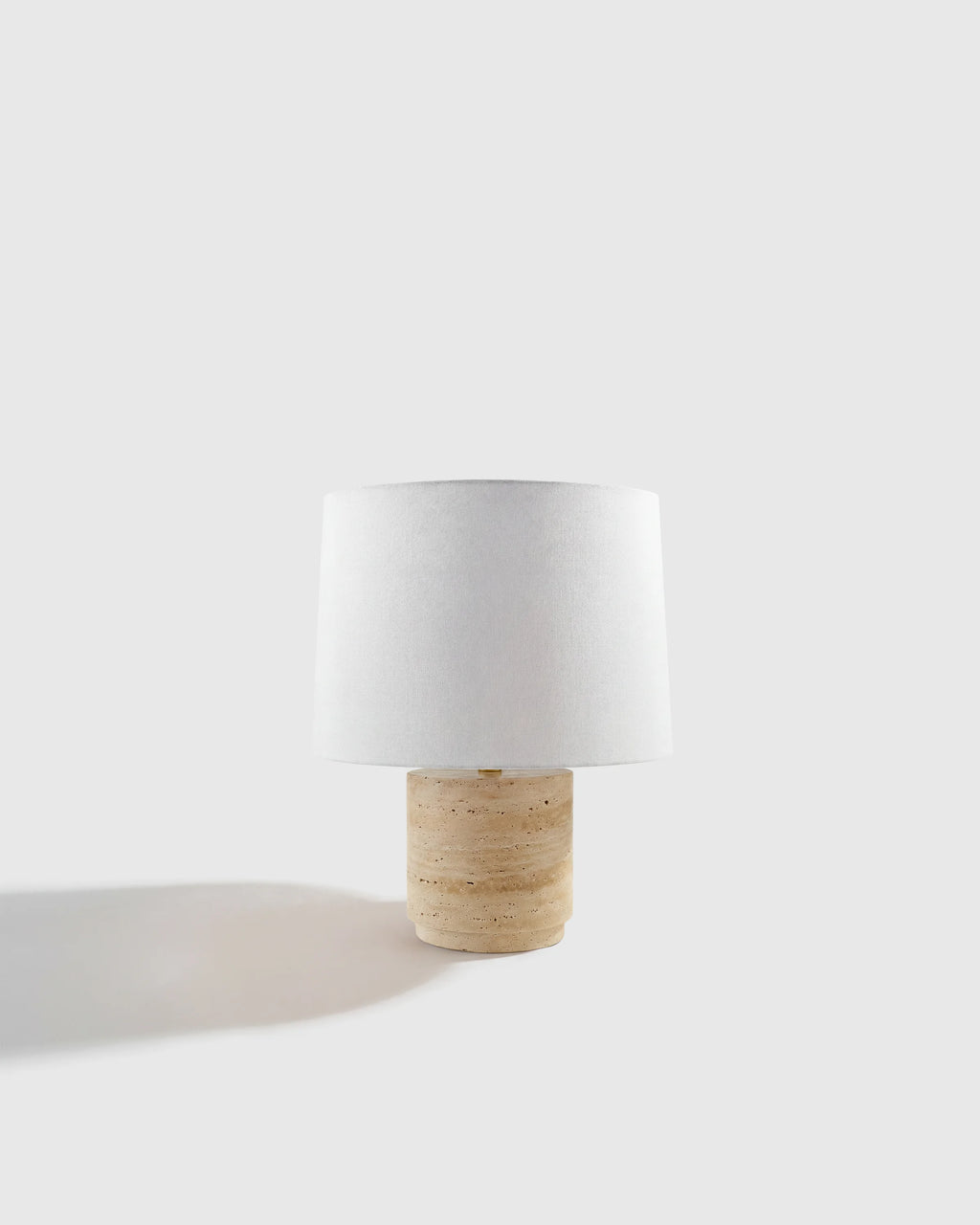 Wide Travertine Table Lamp - One Size / Beige