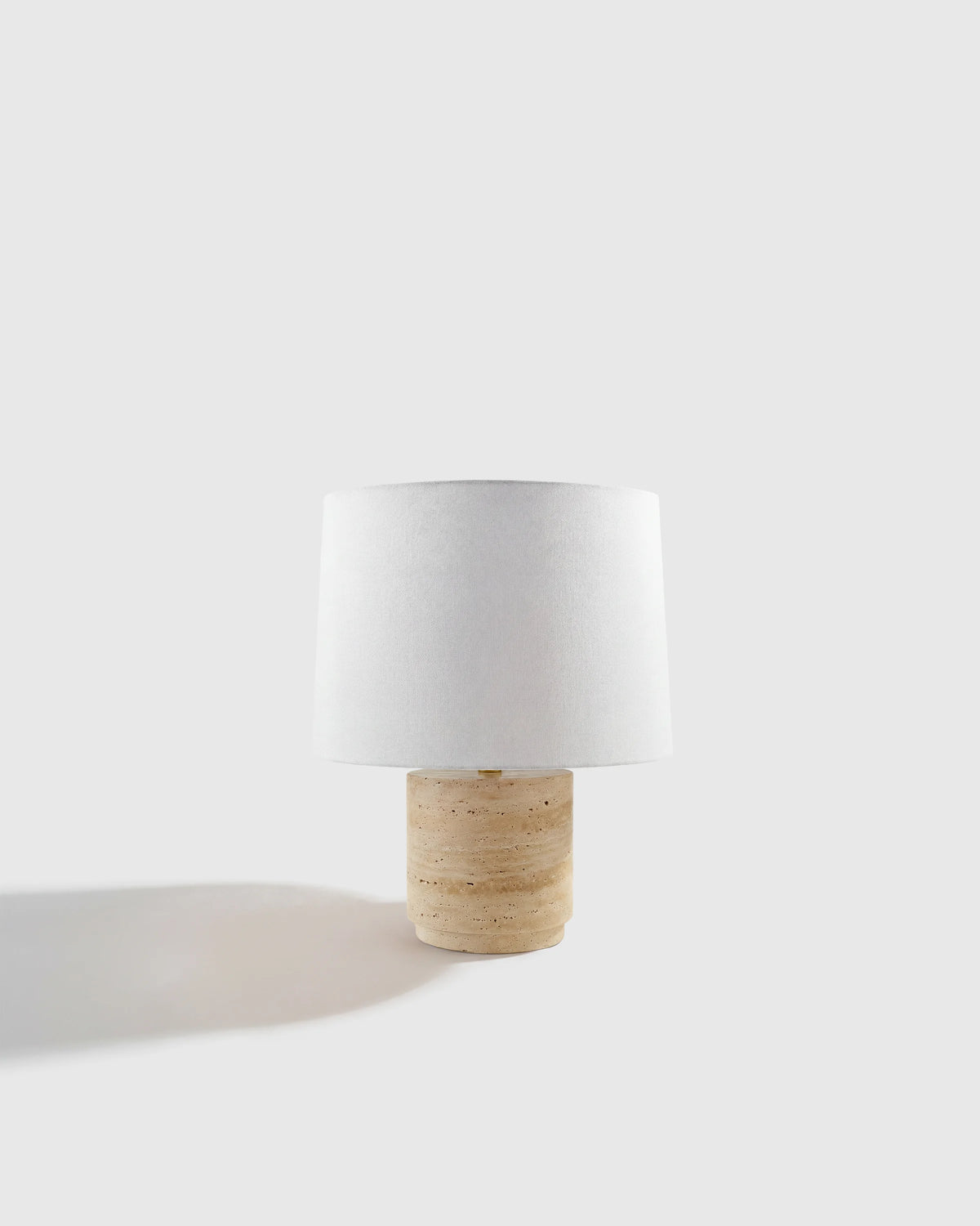 Wide Travertine Table Lamp - One Size / Beige Main image