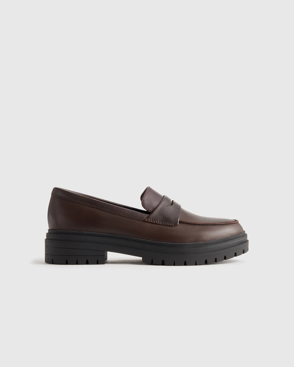 Italian Leather Lug Sole Loafer - 5 / Black