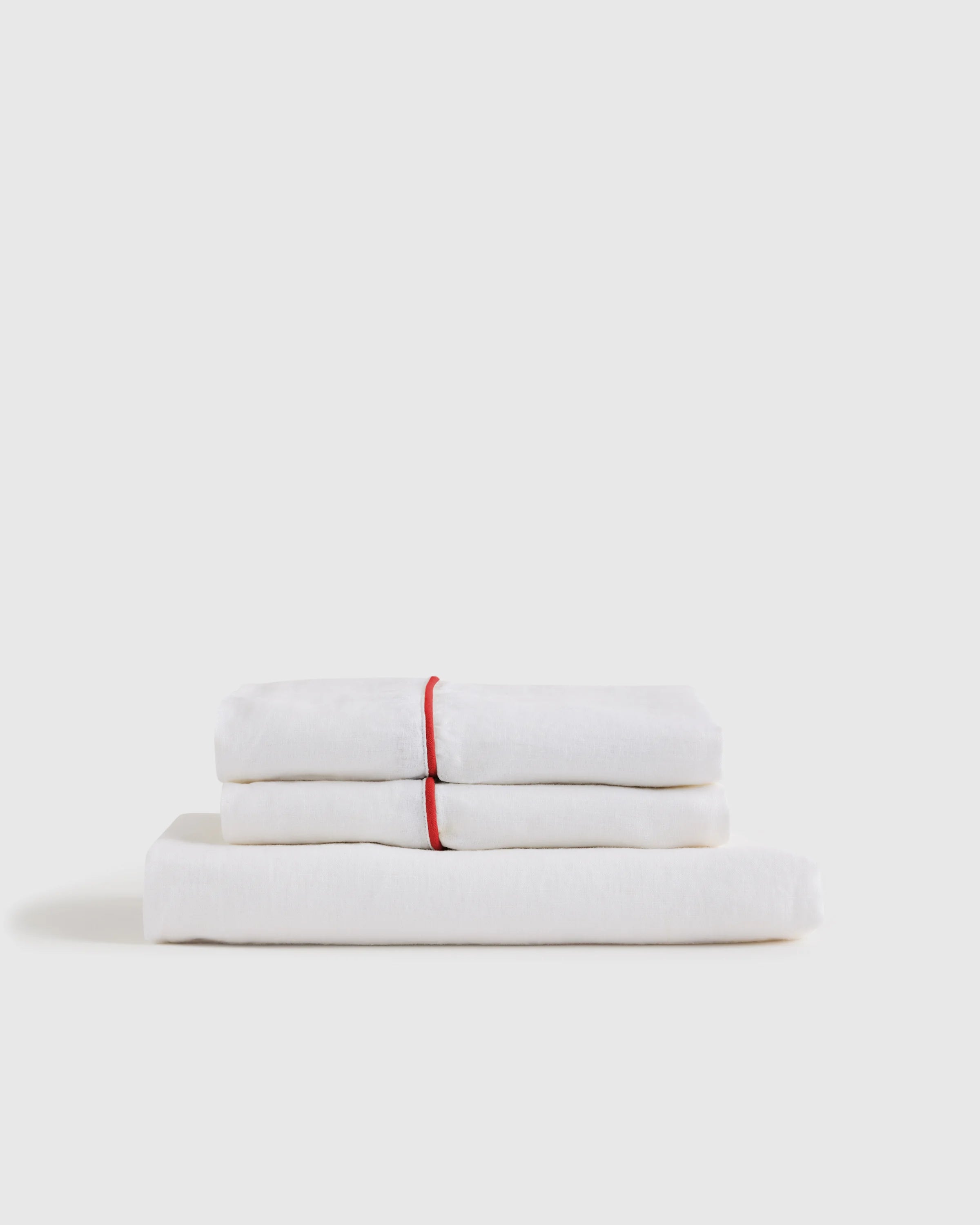 European Linen Piped Fitted Sheet Set - Twin / Mist/White Secondary image