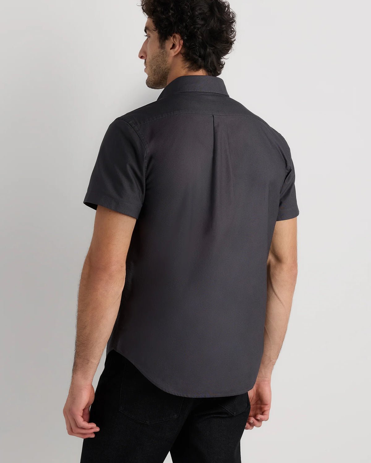 100% Organic Cotton Short Sleeve Oxford Shirt - S / Dark Coal
