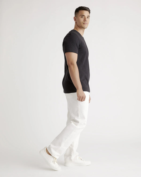 100% Organic Cotton Slub V-Neck Tee - S / Heather Grey