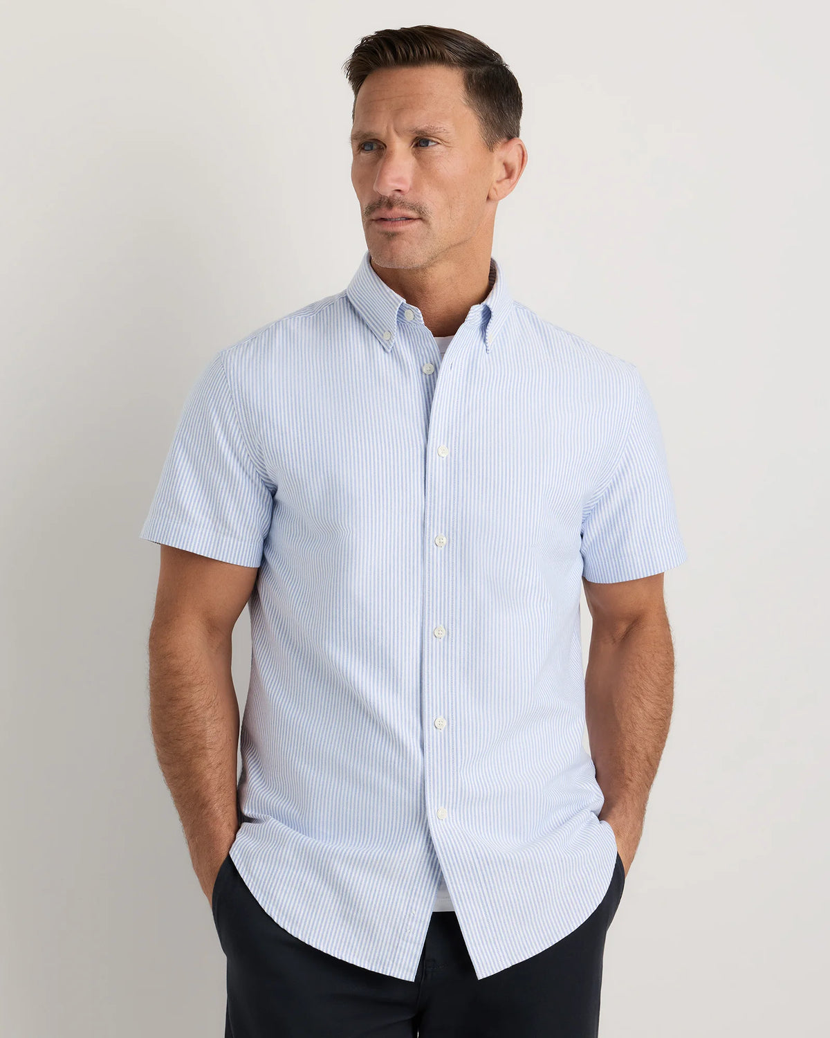 100% Organic Cotton Short Sleeve Oxford Shirt - S / Dark Coal