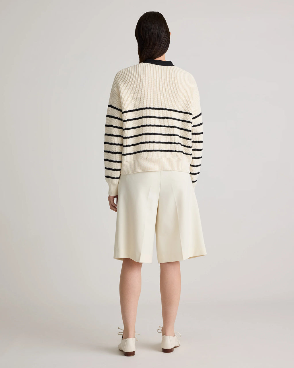 100% Organic Cotton Fisherman Boxy Cropped Cardigan - XS / Sapphire Blue