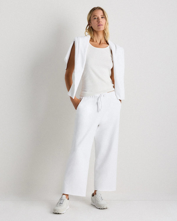 Organic French Terry Cropped Wide Leg Pants - XS / Ruby Red